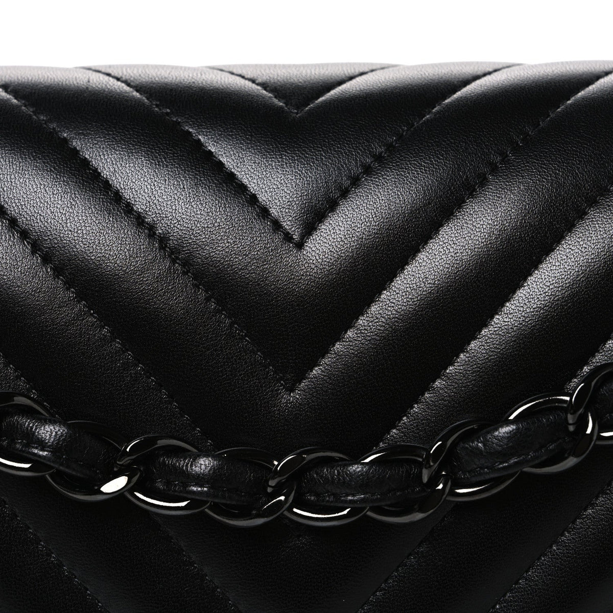 Lambskin Chevron Quilted Jumbo Double Flap So Black