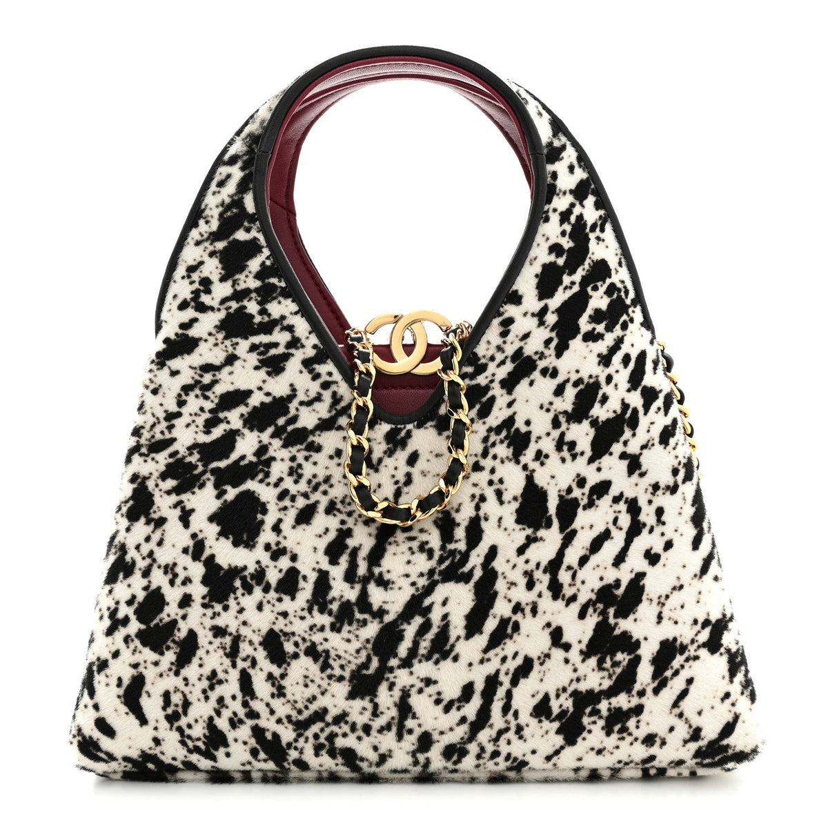 Pony Hair Printed Chic Lady Small Shopping Tote White Black