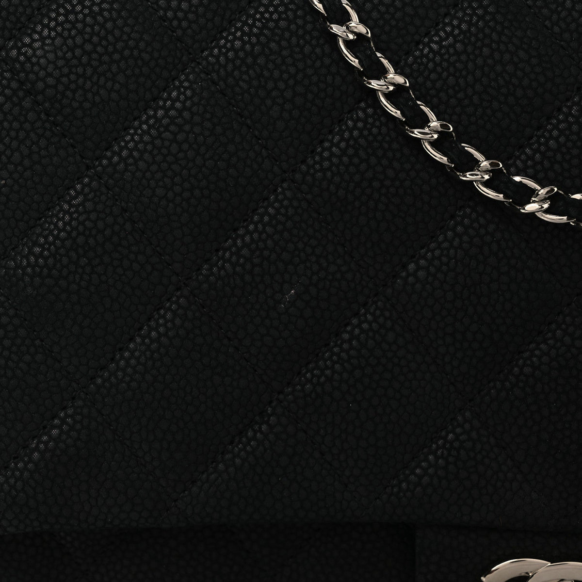 Iridescent Caviar Quilted Clutch With Chain Flap Black