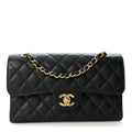 Caviar Quilted Small Double Flap Black