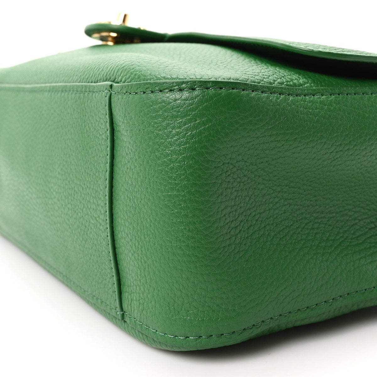 Grained Calfskin Small Souplissimo Maxi Flap Green