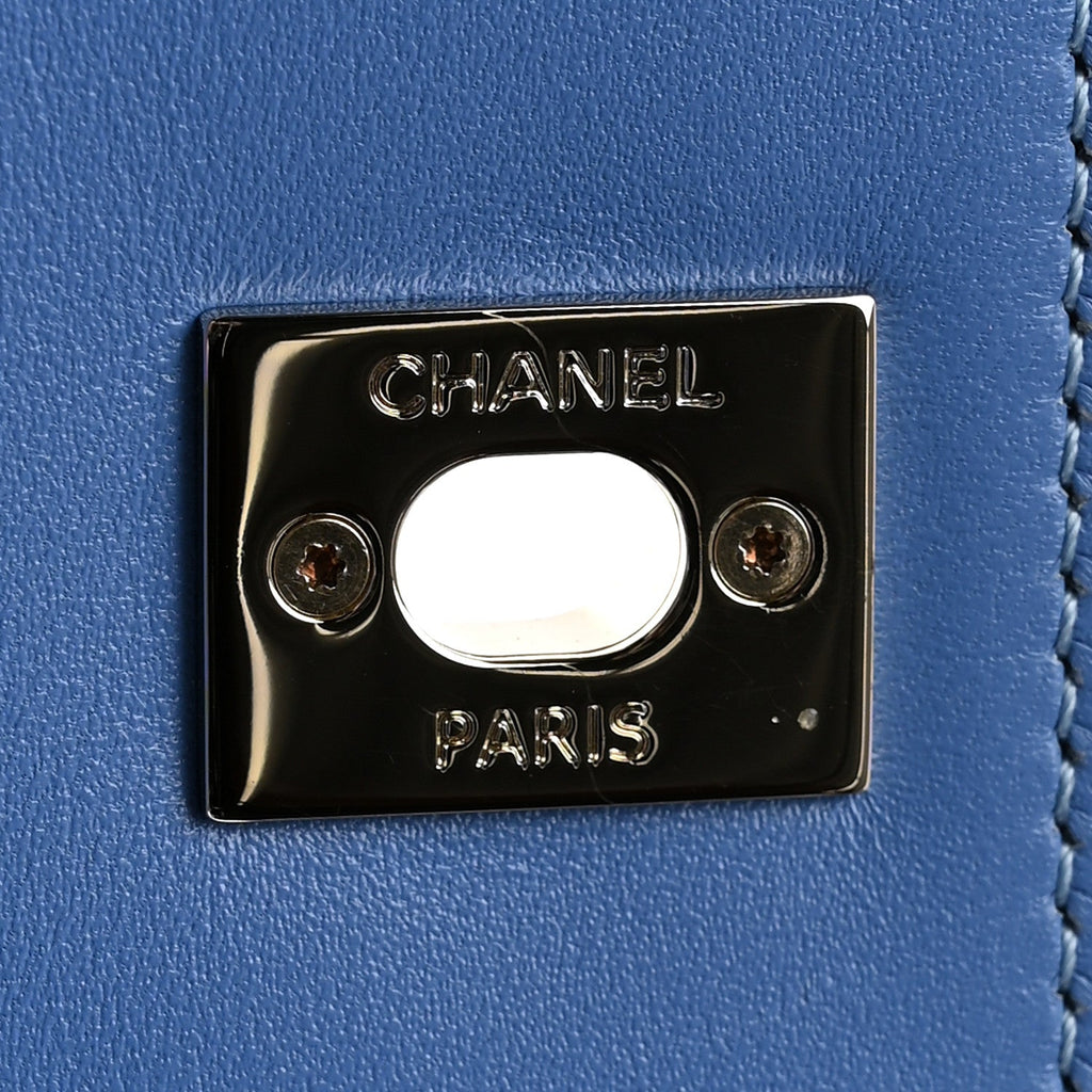 Lambskin Quilted Mini Trendy CC Dual Handle Flap Bag Light Blue