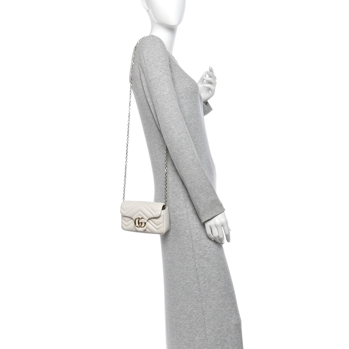 Lambskin Matelasse Mini GG Marmont Shoulder Bag White