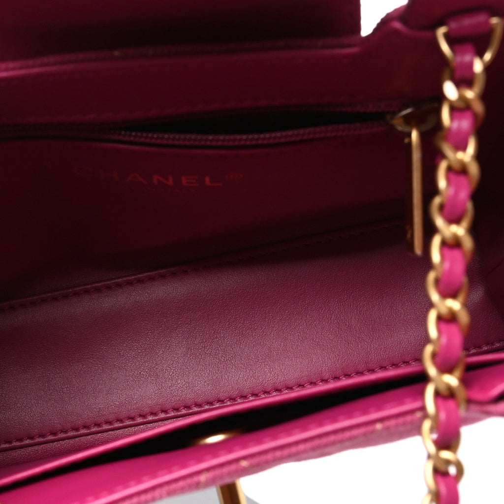 Denim Quilted Nano Kelly Shopper Fuchsia