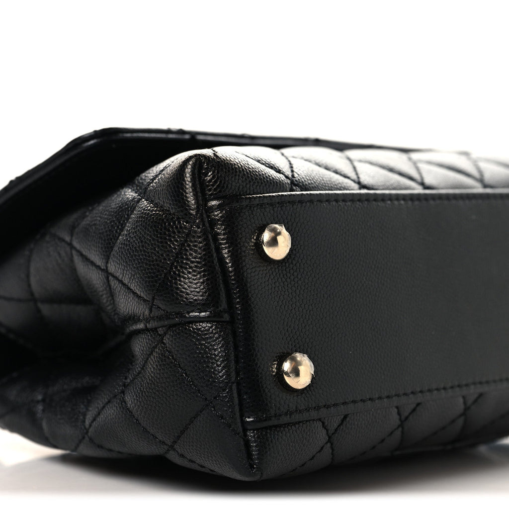Caviar Quilted Mini Coco Handle Flap Black