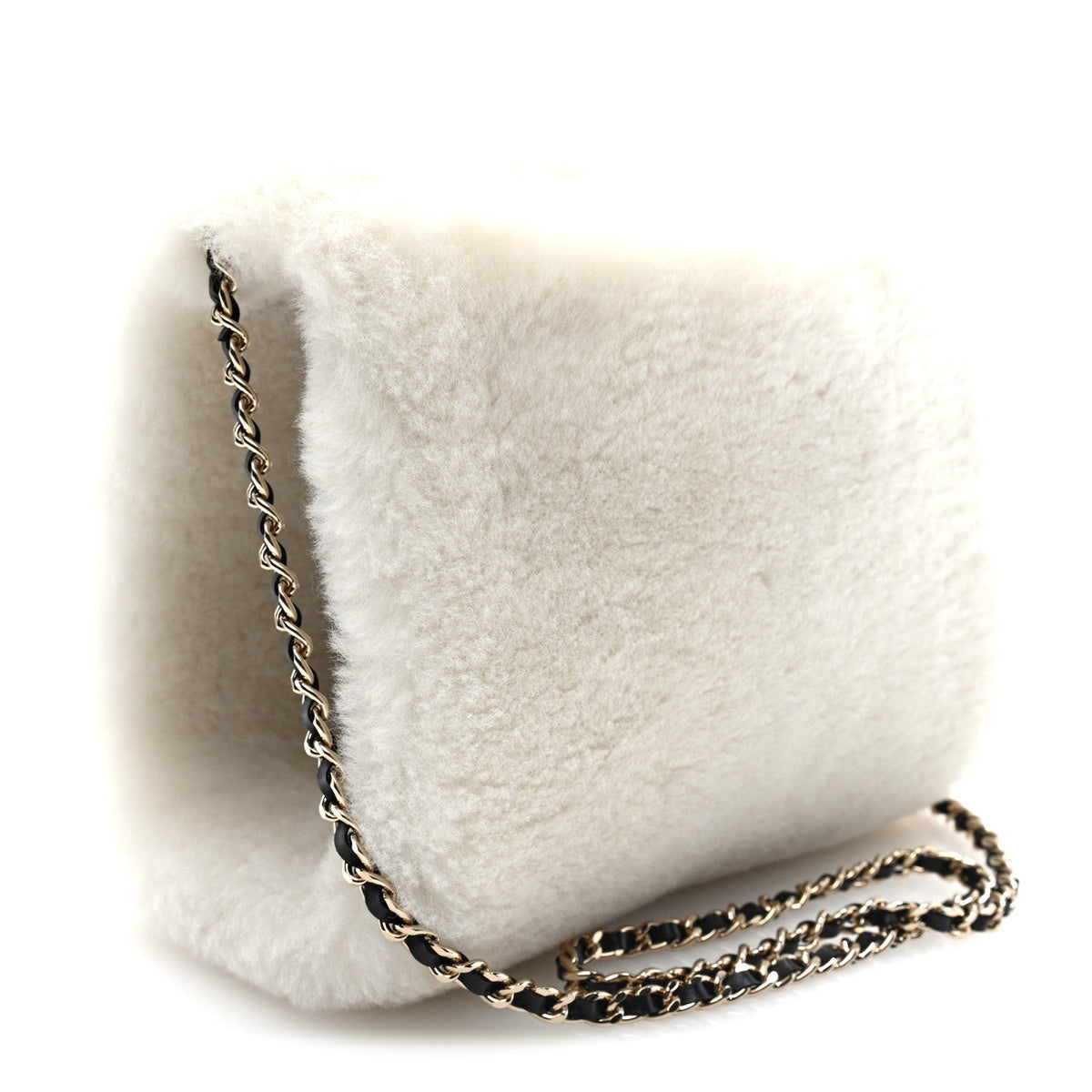 Muff Shearling Lambskin Bag Ecru Black