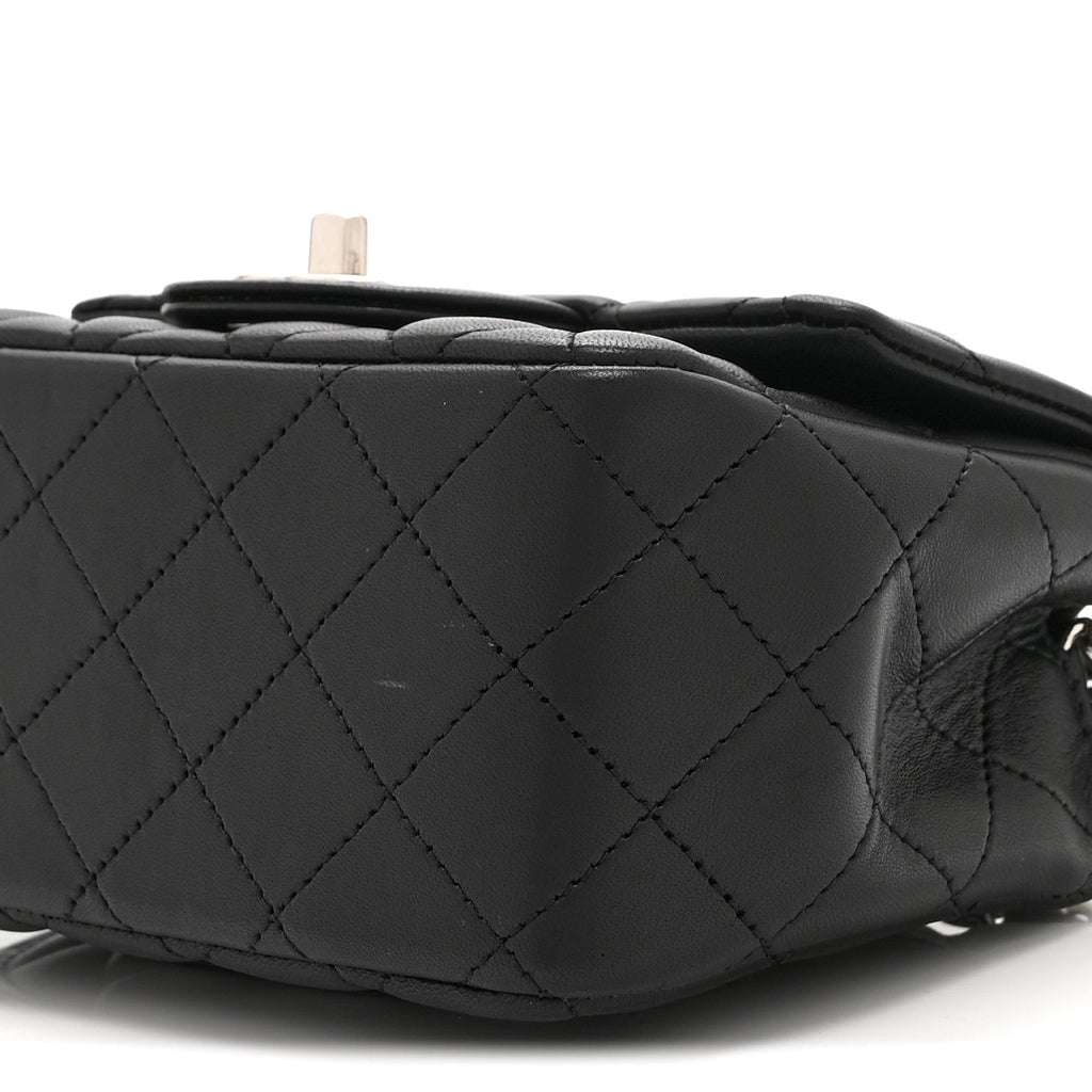 Lambskin Quilted Mini Square Flap Black