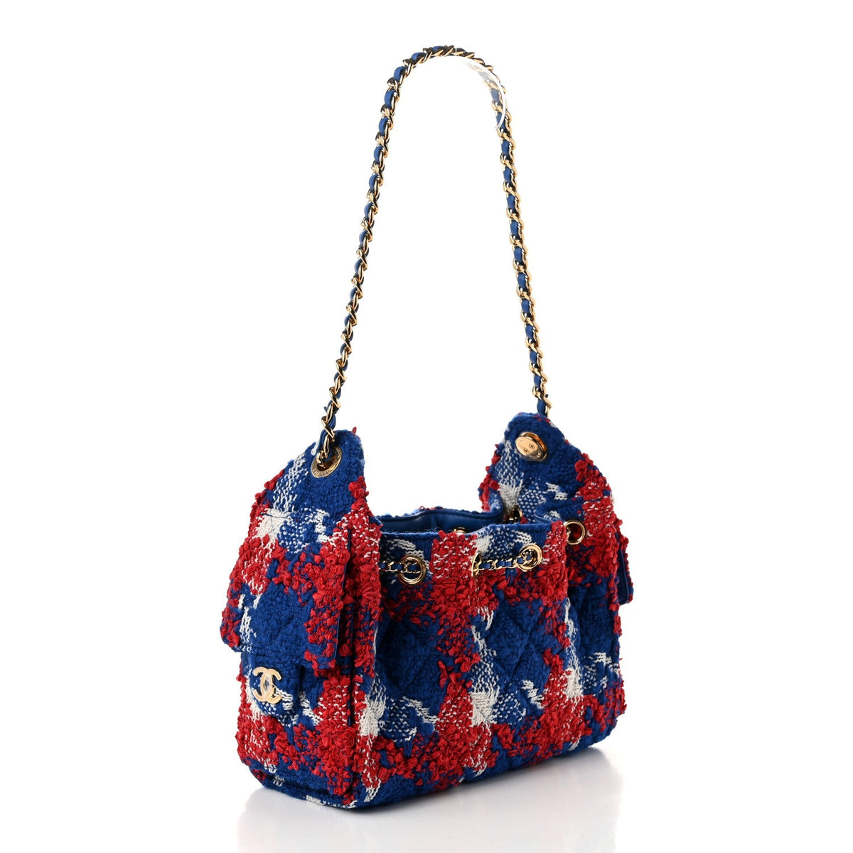 Tweed Quilted Mini Chanel 25 Handbag Red White Blue
