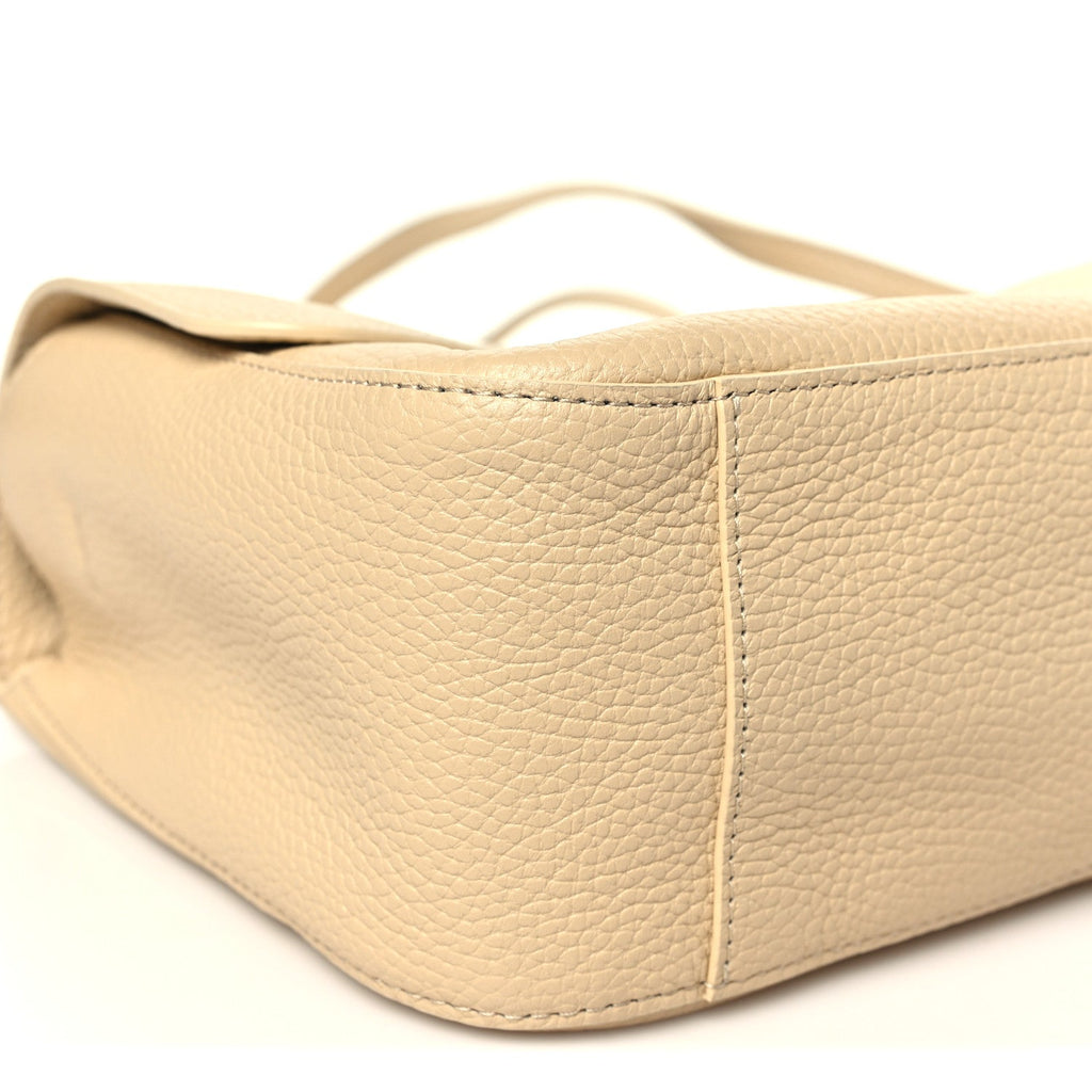 Grained Calfskin Small Souplissimo Maxi Flap Beige
