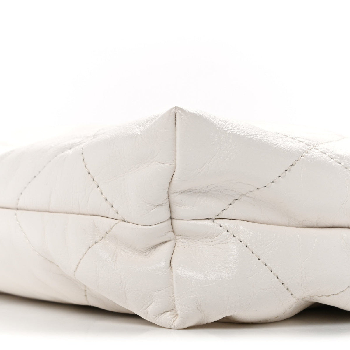 Shiny Calfskin Quilted Small Chanel 22 White