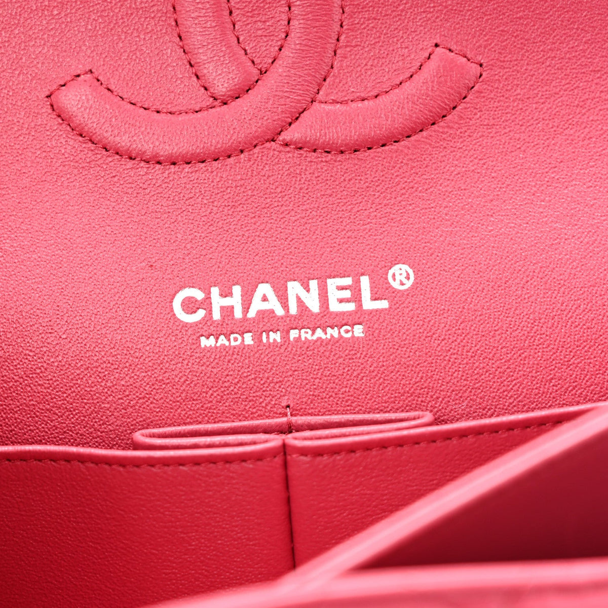 Lambskin Quilted Medium Double Flap Dark Pink