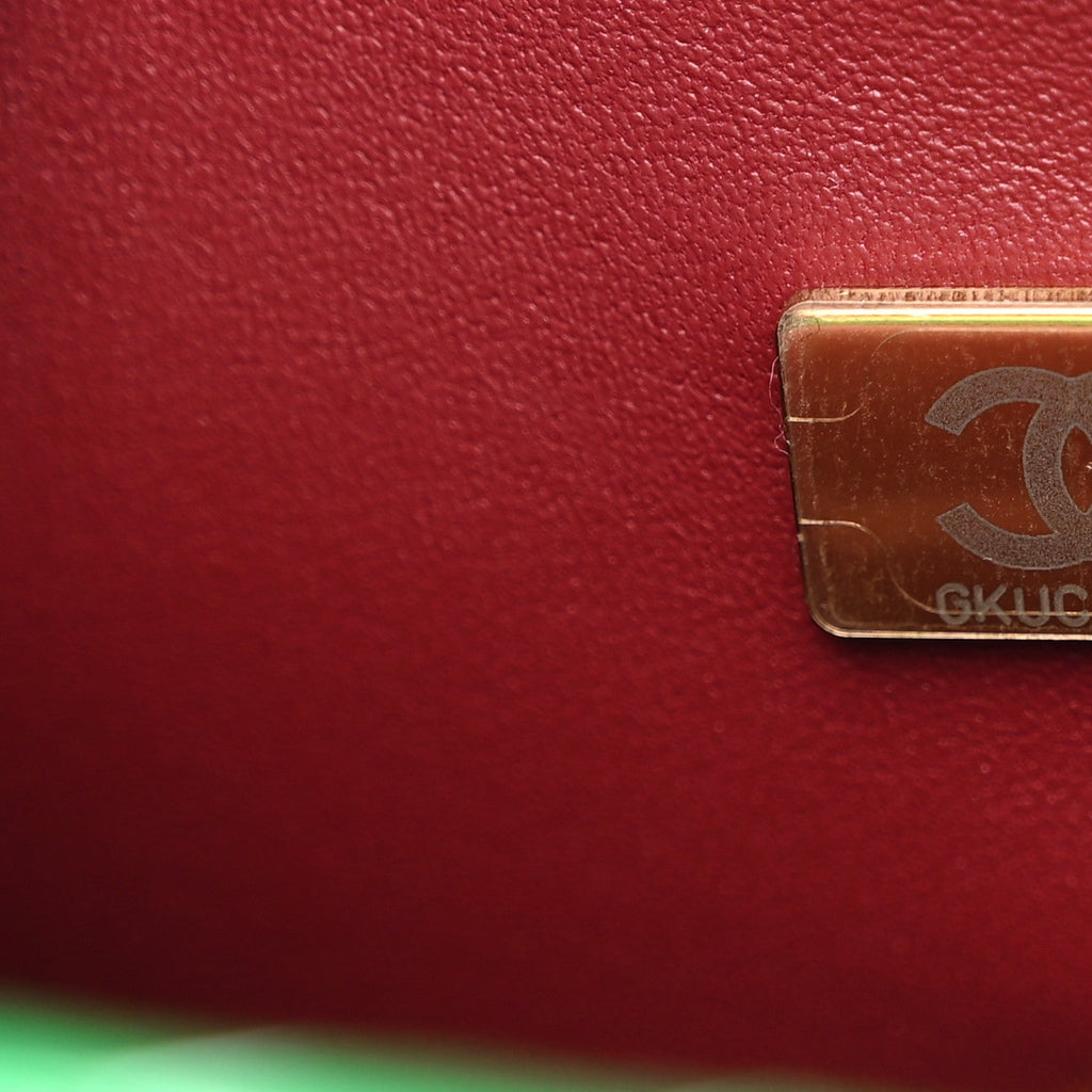 Calfskin Crocodile Embossed Turn Around Mini Flap Emerald