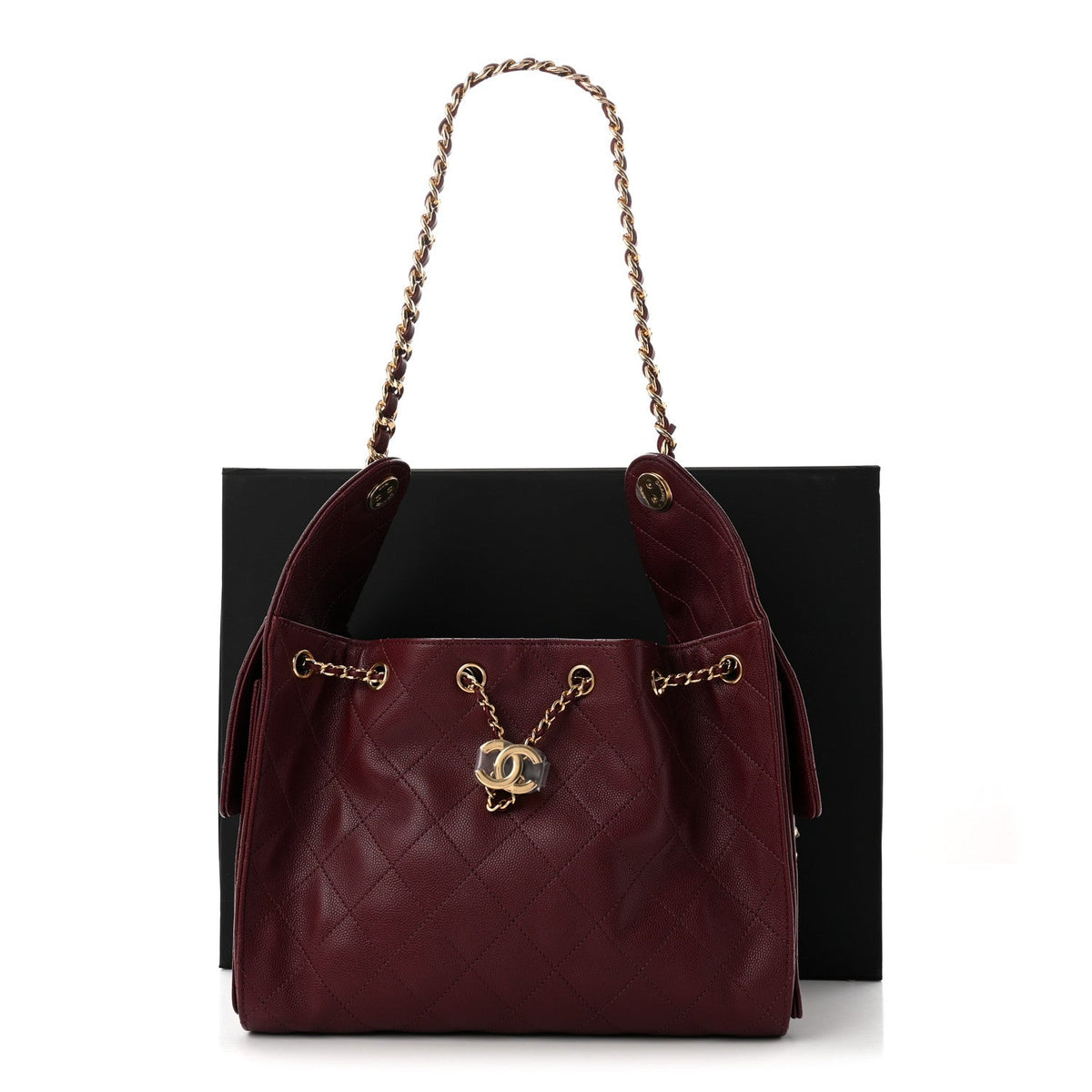 Caviar Quilted Small Chanel 25 Handbag Burgundy