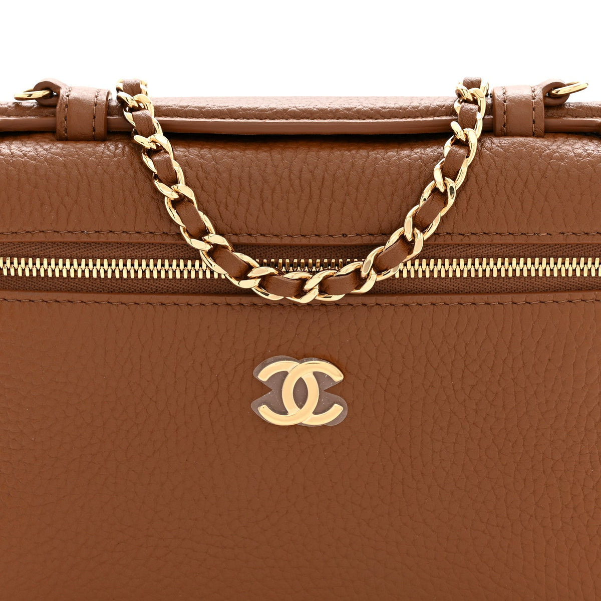 Grained Calfskin Small Supple Trapeze Vanity With Chain Camel