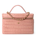Calfskin Crocodile Embossed Crococo Exoticoco Vanity With Chain Light Pink