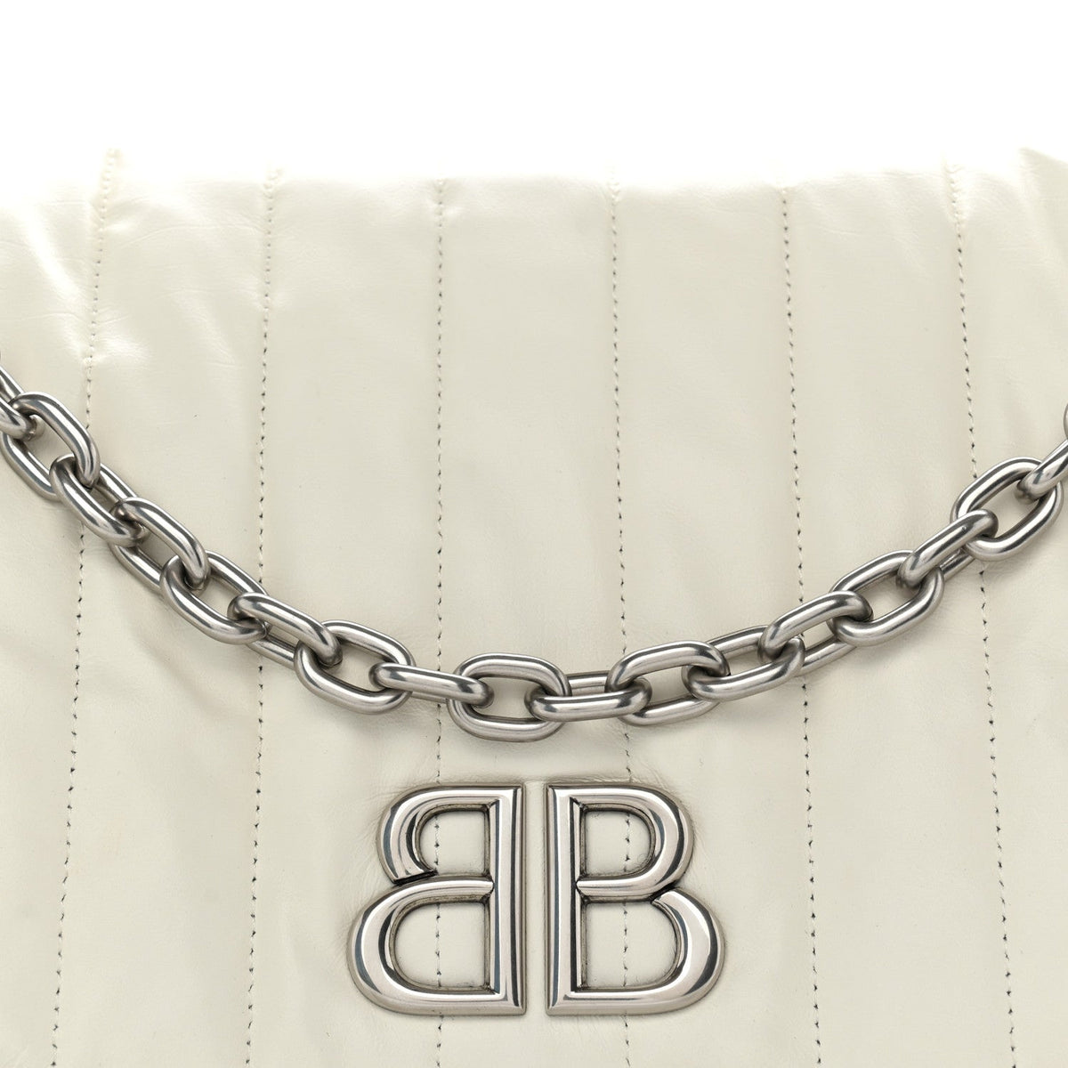Arena Calfskin Nylon Medium Monaco Chain Shoulder Bag Optic White