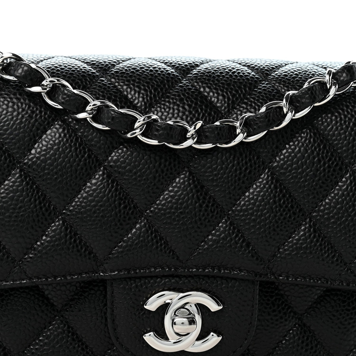 Caviar Quilted Small Double Flap Black