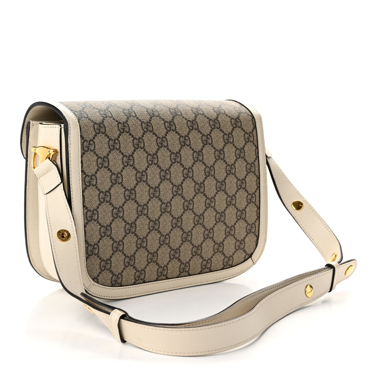 GG Supreme Monogram Horsebit 1955 Shoulder Bag Beige Mystic White