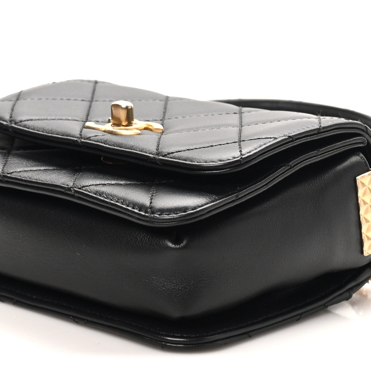 Lambskin Quilted Small Multiple Chain Flap Black