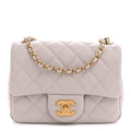 Lambskin Quilted CC Pearl Crush Mini Flap Light Purple