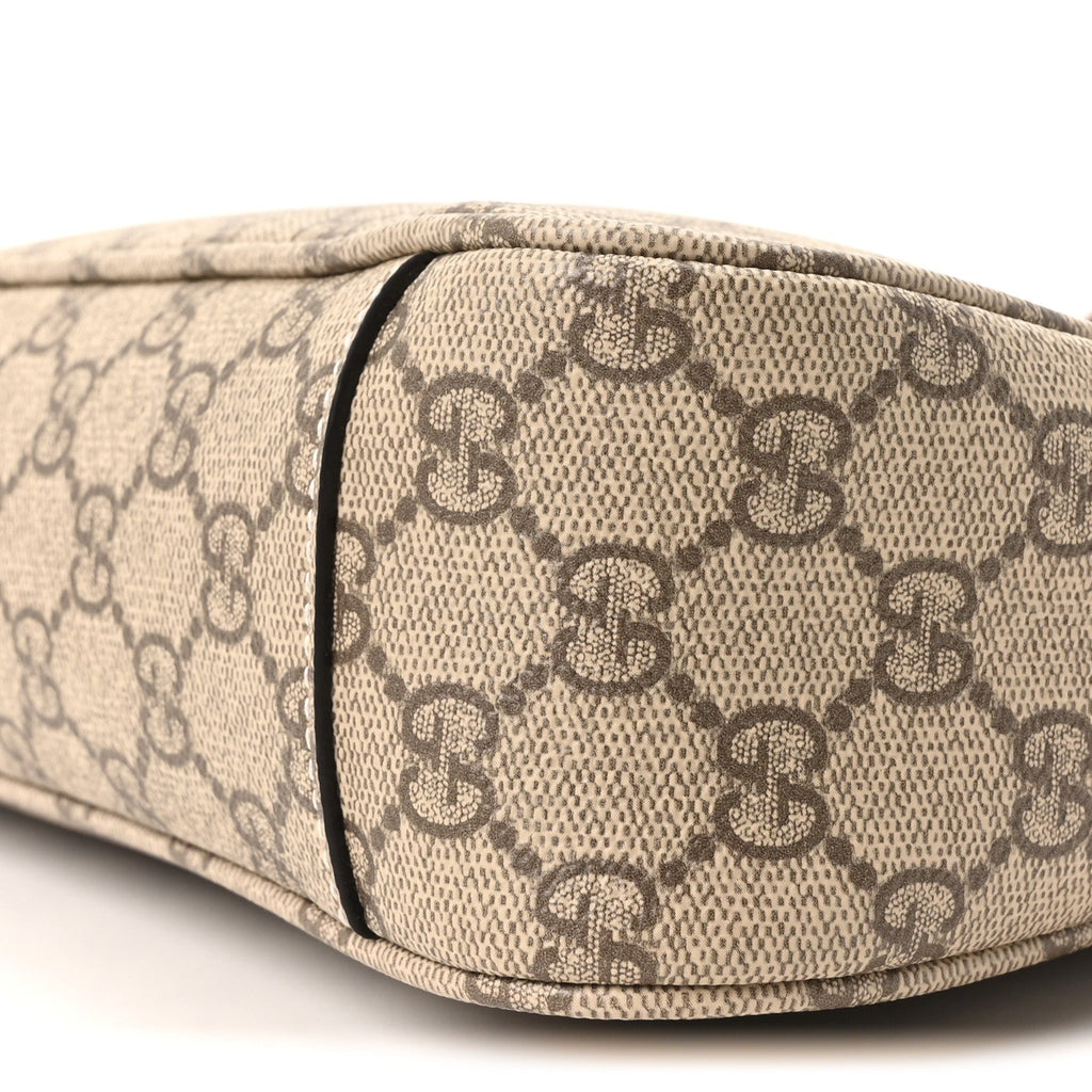 GG Supreme Monogram Emblem Medium Shoulder Bag Beige Ebony Sundial