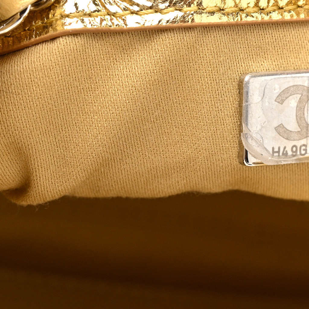 Metallic Aged Calfskin Mini Chanel 25 Handbag Gold