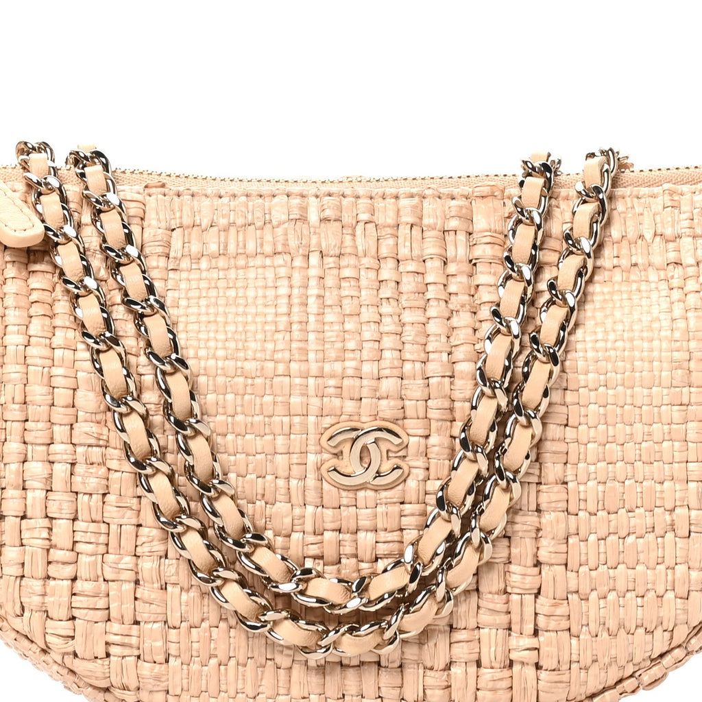 Raffia Other Shape With Chain Beige