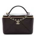 Caviar Quilted Top Handle Long Vanity Dark Brown