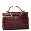 Calfskin Crocodile Embossed Crococo Exoticoco Vanity With Chain Dark Burgundy