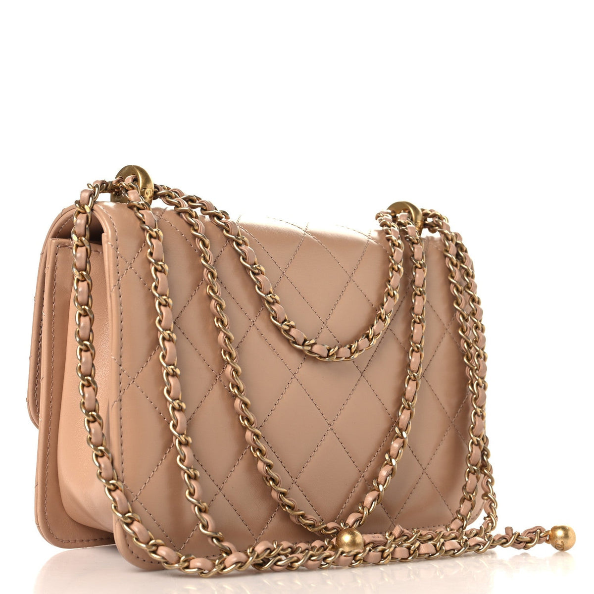 Calfskin Quilted Perfect Fit Flap Beige