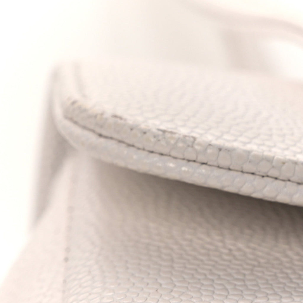 Shiny Caviar Mini Preppy Coco Shoulder Bag White