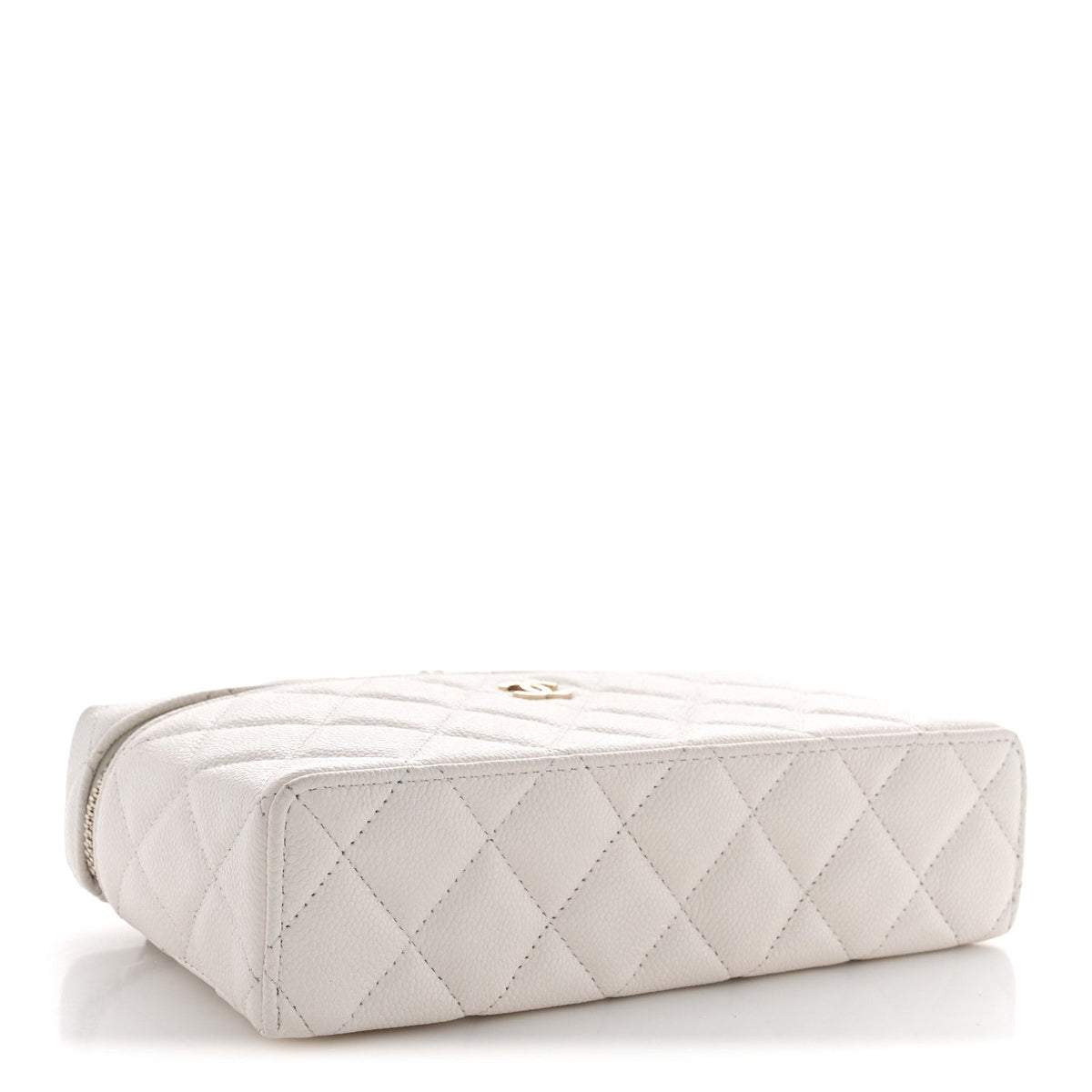 Caviar Quilted Top Handle Slim Vanity With Chain White