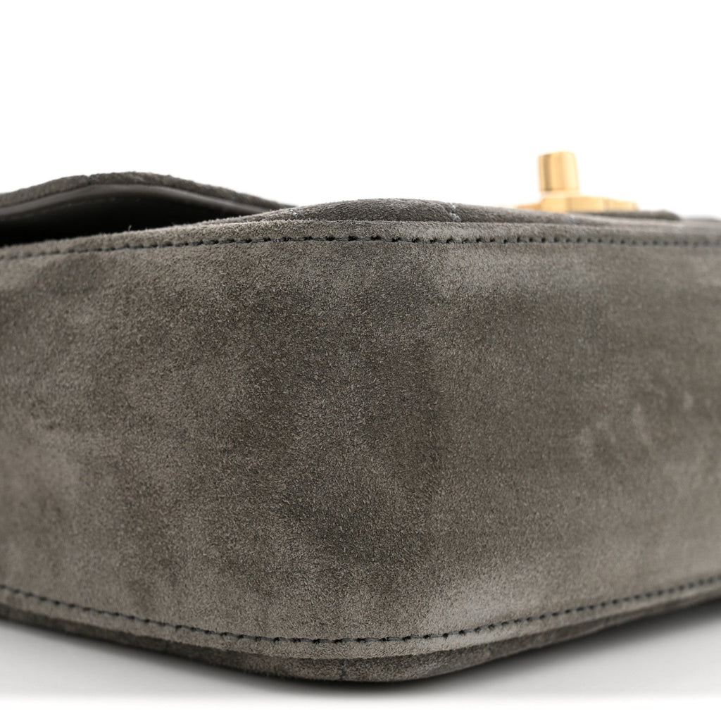 Suede Calfskin Mini Souplissimo Flap Dark Grey
