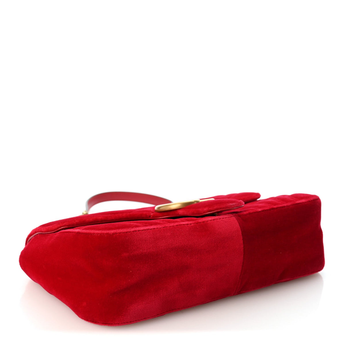 Velvet Matelasse Small GG Marmont Shoulder Bag Hibiscus Red