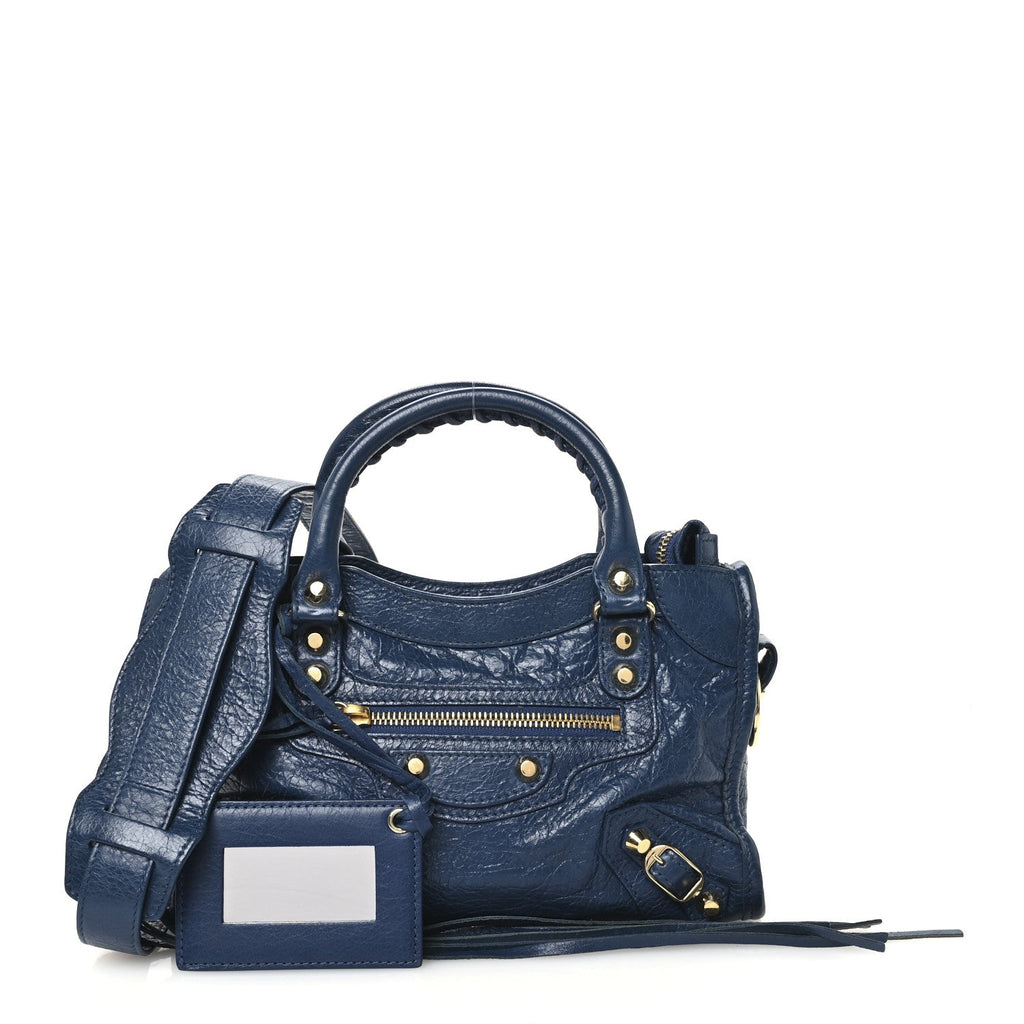 Agneau Classic Gold Hardware Mini City Bleu Roi