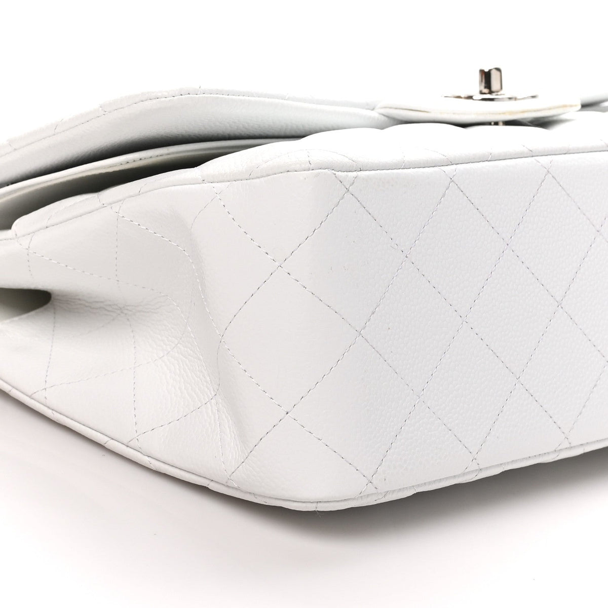 Caviar Quilted Jumbo Double Flap White