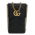 Calfskin Small GG Marmont Phone Crossbody Bag Black