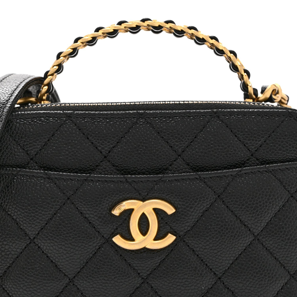 Caviar Quilted Mini Pick Me Up Vanity Case Black