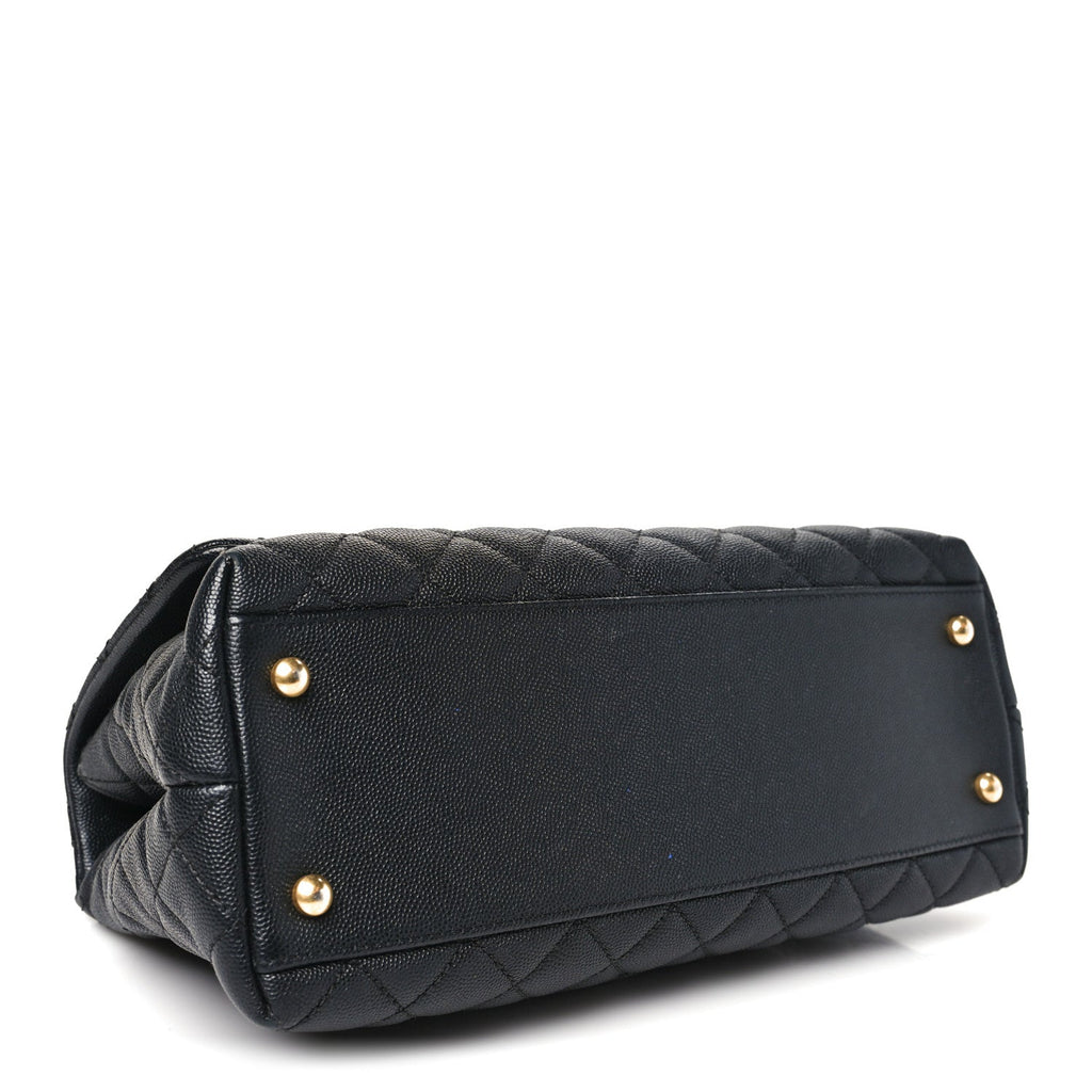 Caviar Quilted Small Coco Handle Flap Black