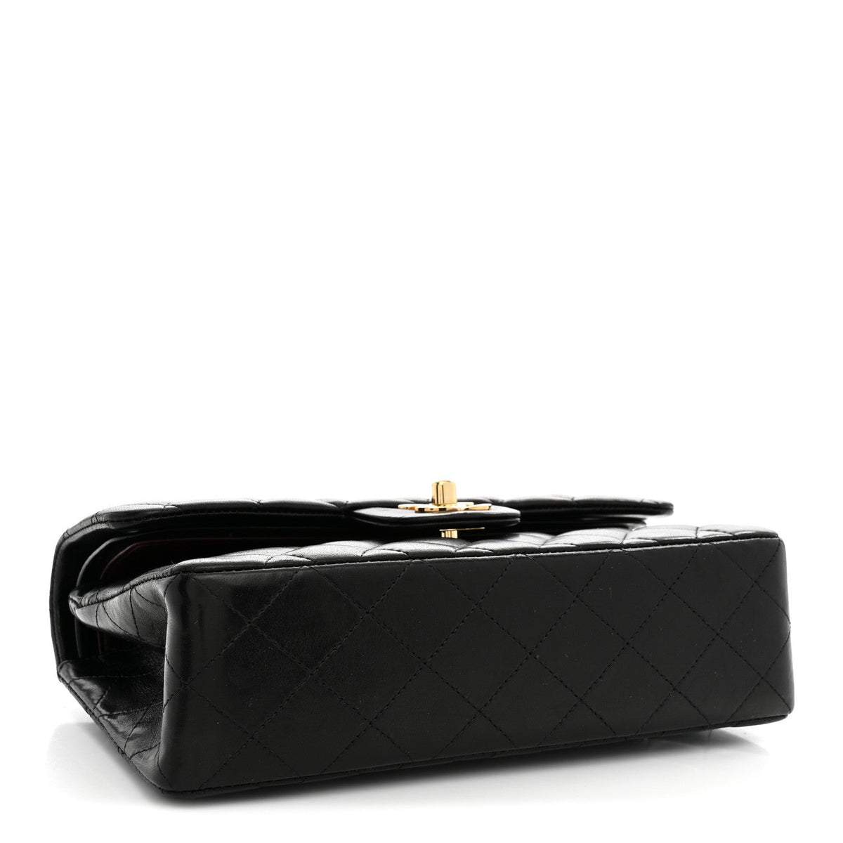 Lambskin Quilted Small Double Flap Black