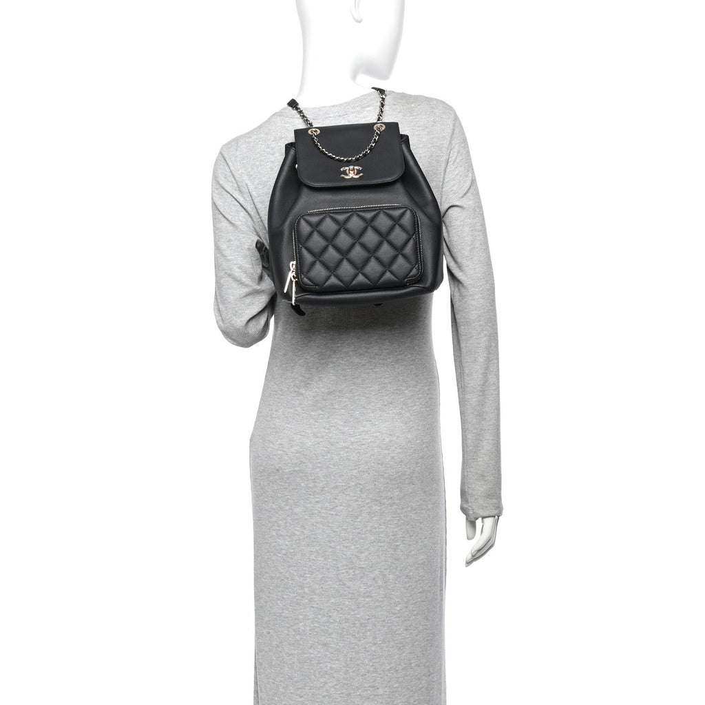 Caviar Quilted Business Affinity Backpack Black
