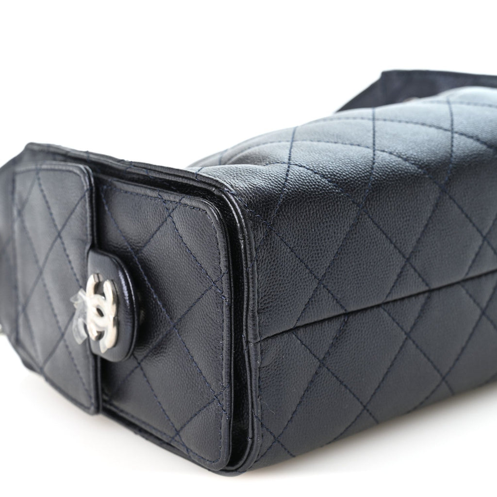 Metallic Caviar Quilted Mini Chanel 25 Handbag Dark Blue