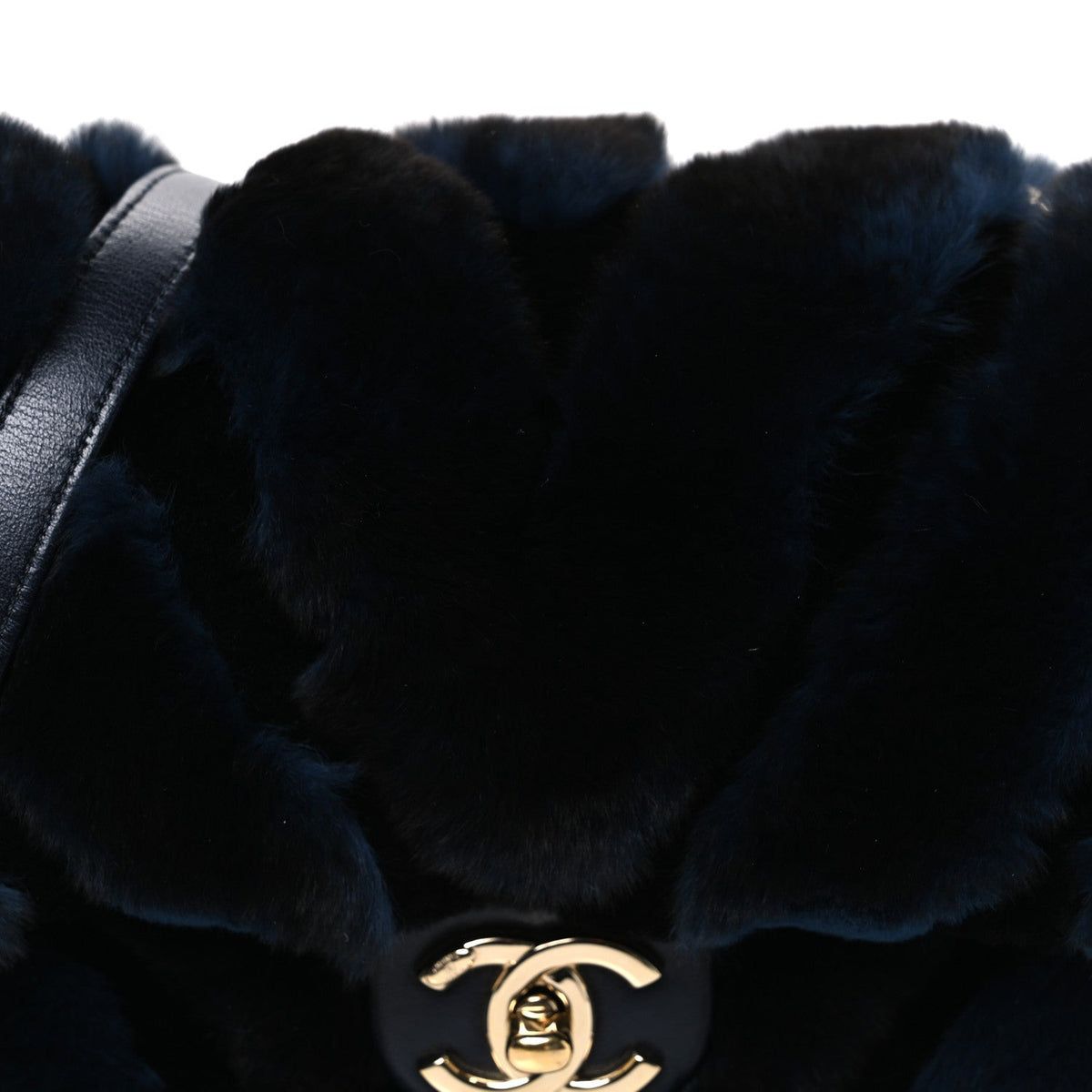 Orylag Rabbit Fur Chevron Small Single Flap Black Blue