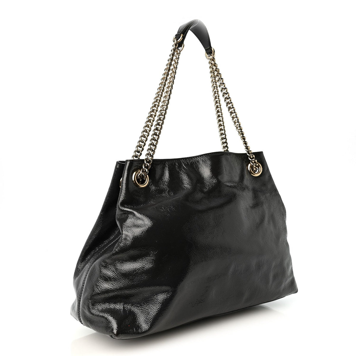 Vernice Naplack  Medium Soho Chain Shoulder Bag Uniform Blue