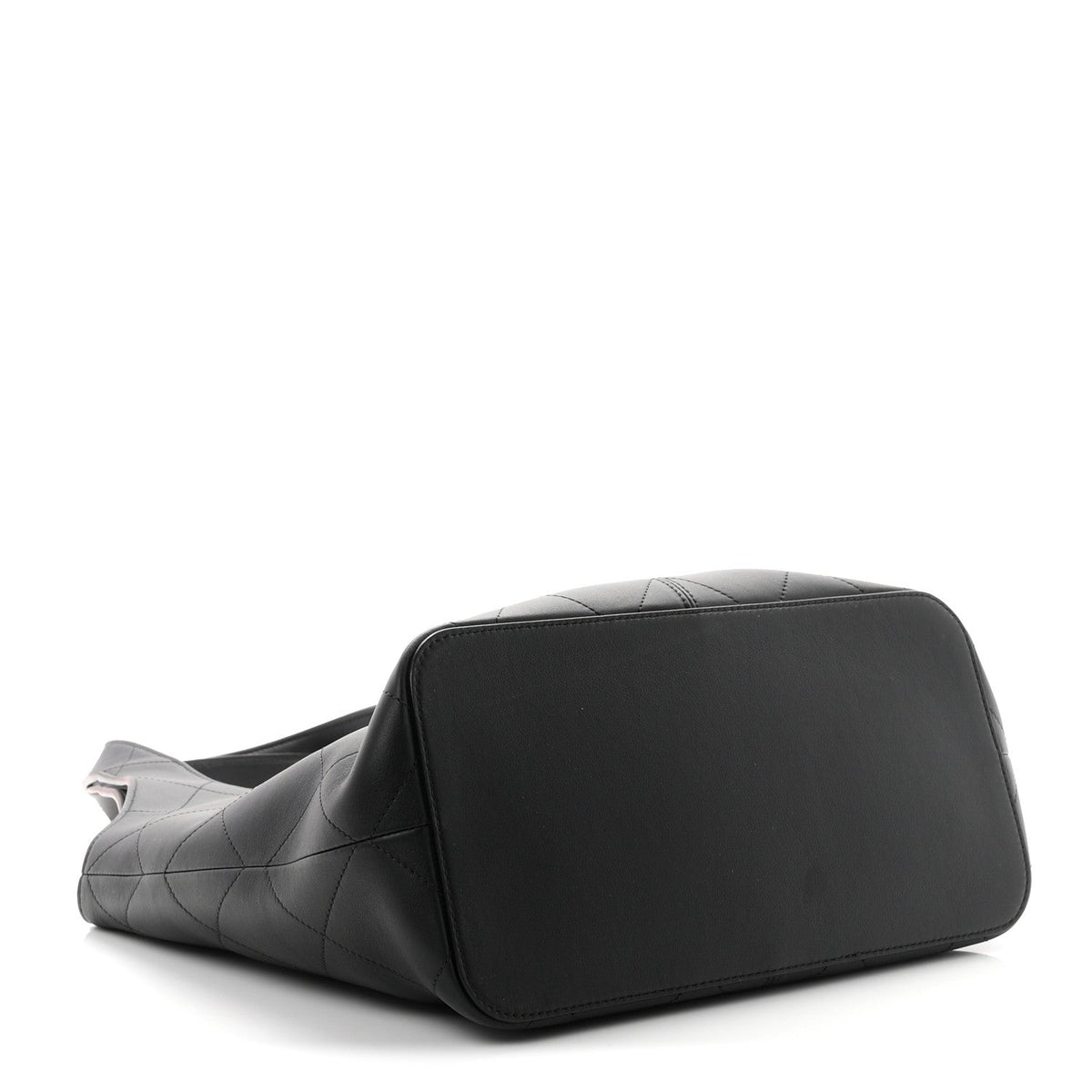 Calfskin Quilted Medium Shopping Bag Black