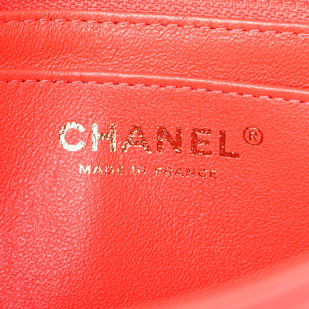 Lambskin Quilted Mini Rectangular Flap Red