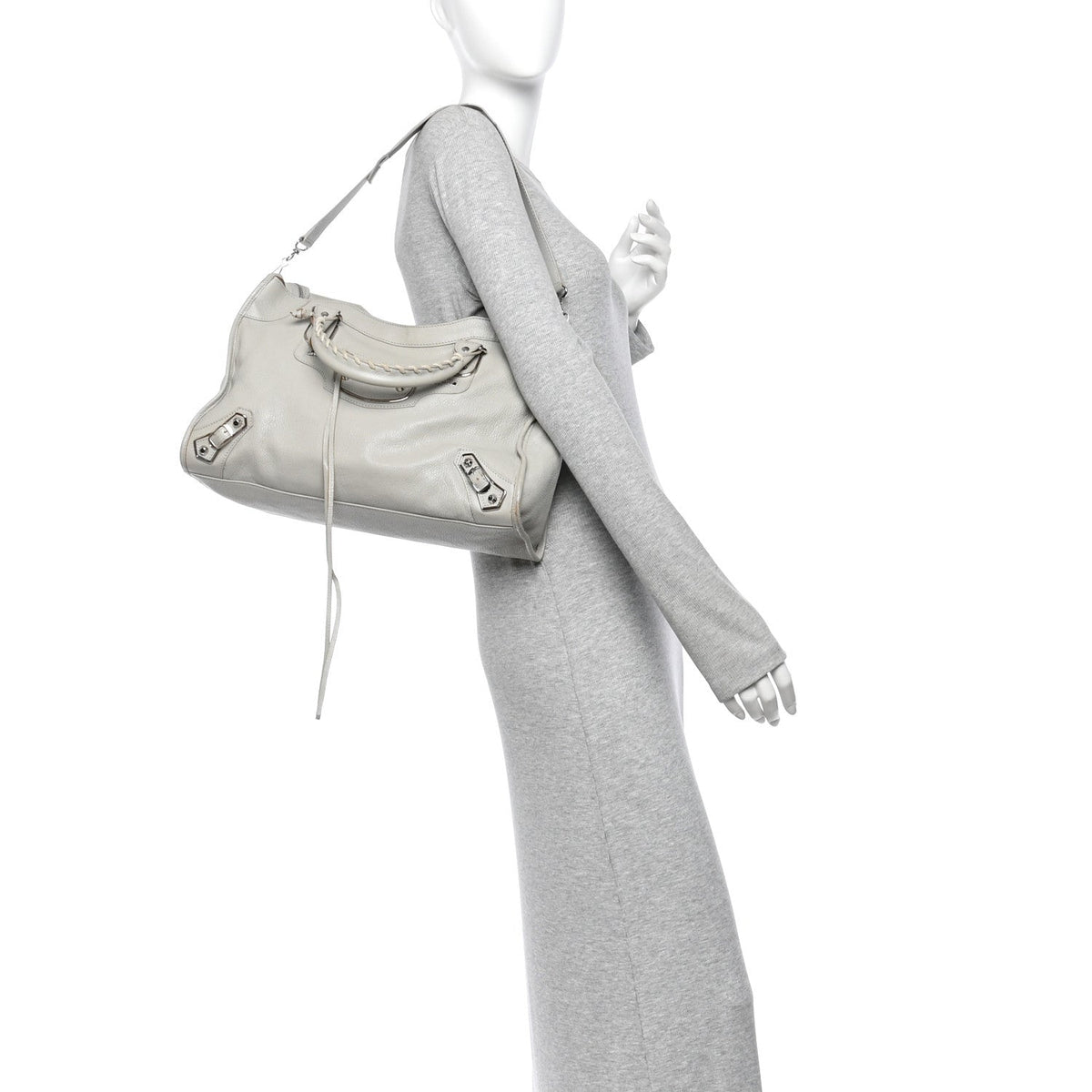 Chevre Silver Metallic Edge Hardware City Gris Glace
