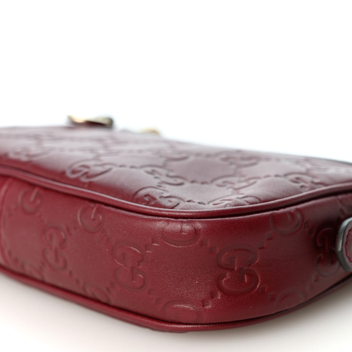 GG Calfskin Embossed Emblem Mini Shoulder Bag Rosso Ancora