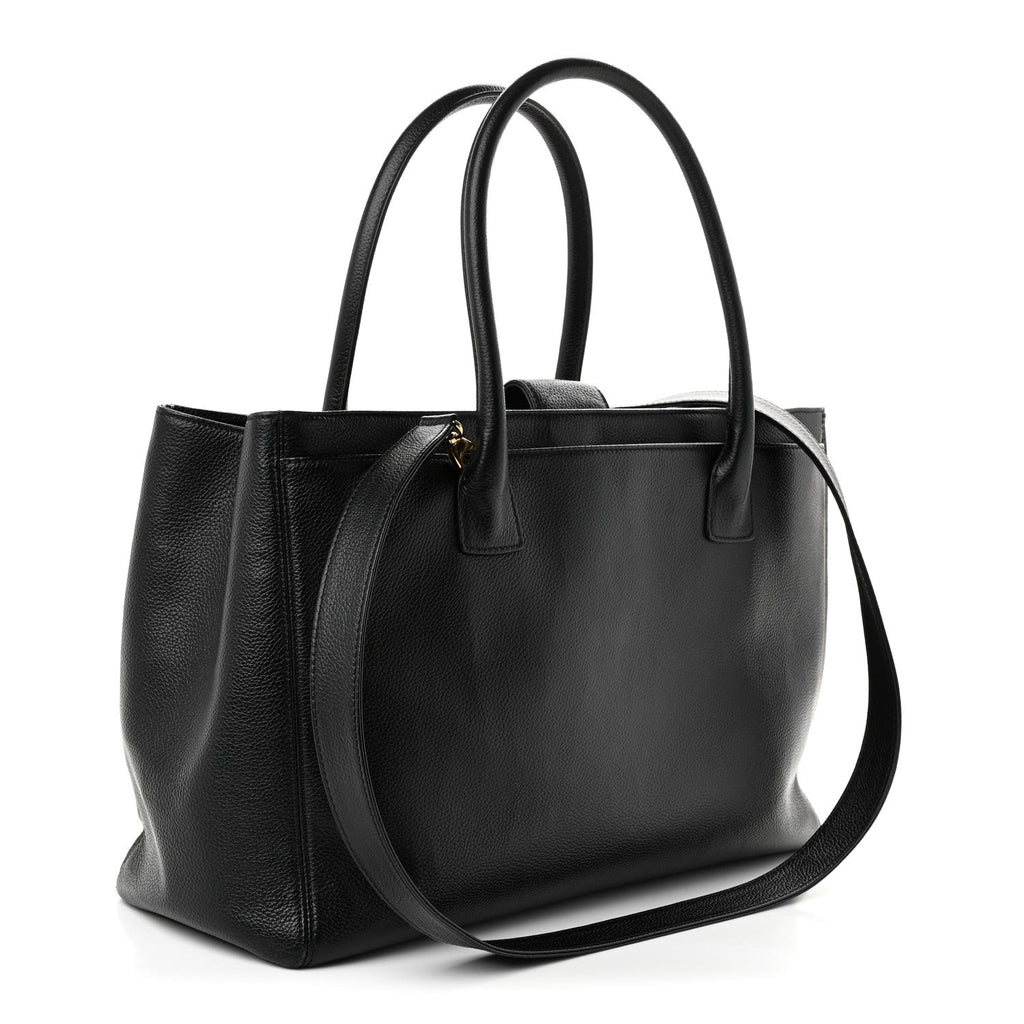Calfskin Cerf Executive Shopper Tote Black