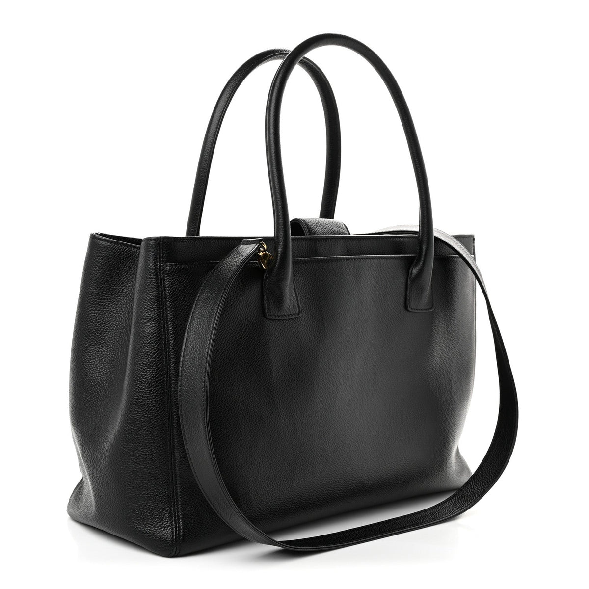 Calfskin Cerf Executive Shopper Tote Black
